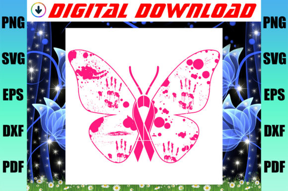 Breast Cancer Butterfly Graphics & Print Templates