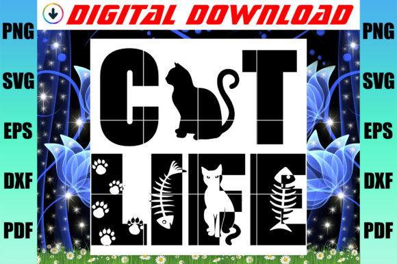 Cat Life Graphics for Print Templates