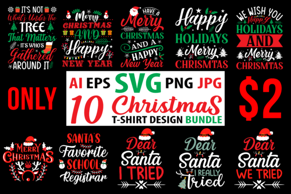 Christmas T-Shirt Design SVG Bundle 5: Graphics & Print Templates