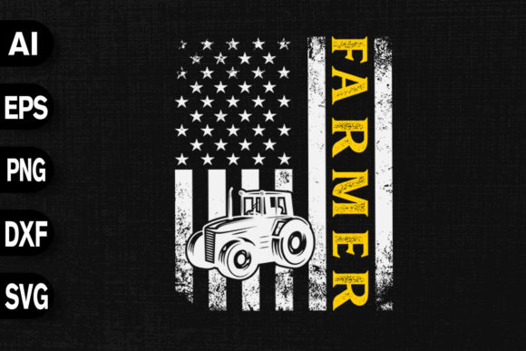 Farmer Tractor American USA Flag Graphics