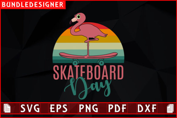 Flamingo Svg Design Skateboard: Graphics & Print Templates