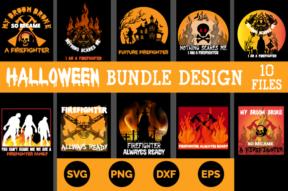 Halloween Firefighter T-shirt Design 10: Graphics and Print Templates
