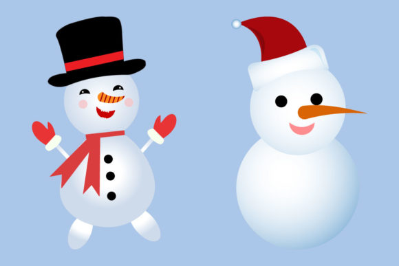 Winter Snowman Set Design for Christmas: Graphics and Graphic Templates